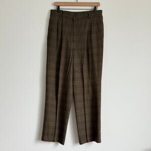 Vintage Liz Claiborne Trouser Pants High Waist Pleated Plaid Dark Academia Moody